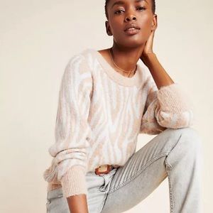 NWT Rebecca Taylor x Anthropologie Tiger Stripe Merino Wool Sweater